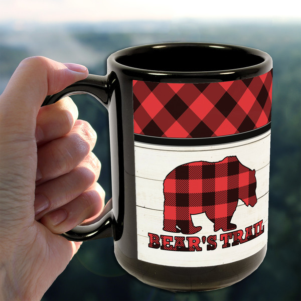 Lumberjack Plaid 15oz. Black Mug - LIFESTYLE