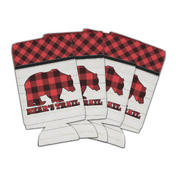 Lumberjack Plaid Can Cooler (16 oz) - Set of 4 (Personalized)