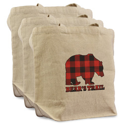 Lumberjack Plaid Reusable Cotton Grocery Bags - Set of 3 (Personalized)