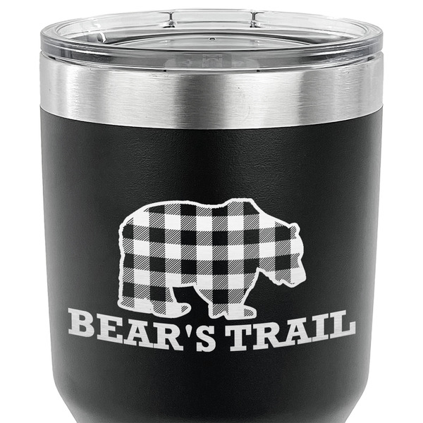 Lumberjack Plaid 30 oz Stainless Steel Ringneck Tumbler - Black - CLOSE UP