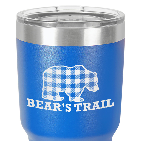 Lumberjack Plaid 30 oz Stainless Steel Ringneck Tumbler - Blue - Close Up
