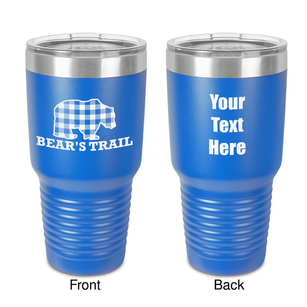 Custom Lumberjack Plaid 30 oz Stainless Steel Tumbler - Royal Blue - Double-Sided (Personalized)