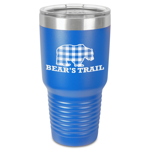 Lumberjack Plaid 30 oz Stainless Steel Ringneck Tumbler - Blue - Front