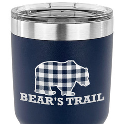 Lumberjack Plaid 30 oz Stainless Steel Tumbler - Navy - Double Sided (Personalized)