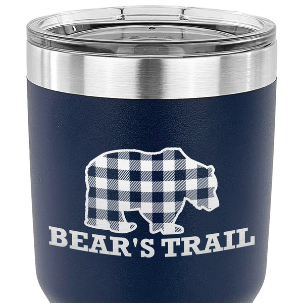 Lumberjack Plaid 30 oz Stainless Steel Ringneck Tumbler - Navy - CLOSE UP