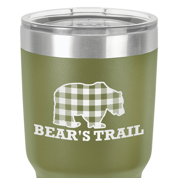 Lumberjack Plaid 30 oz Stainless Steel Ringneck Tumbler - Olive - Close Up