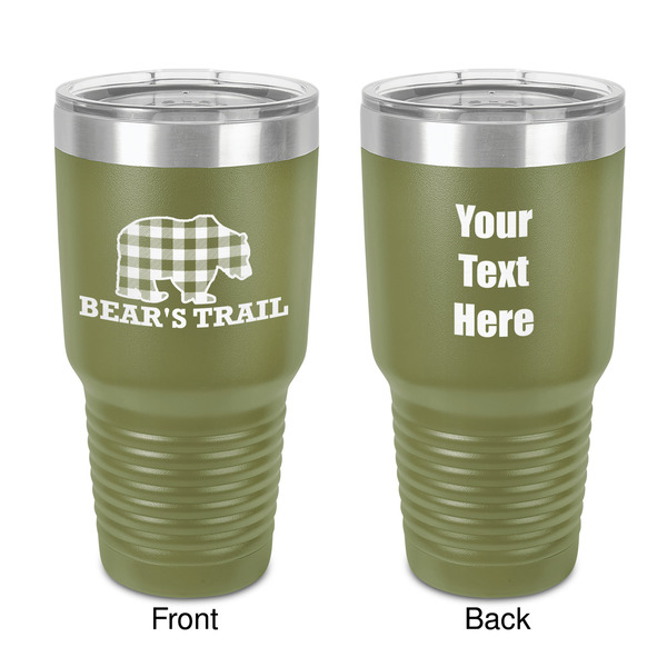 Custom Lumberjack Plaid 30 oz Stainless Steel Tumbler - Olive - Double-Sided (Personalized)