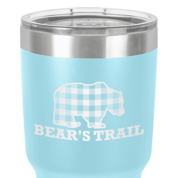 Lumberjack Plaid 30 oz Stainless Steel Ringneck Tumbler - Teal - Close Up