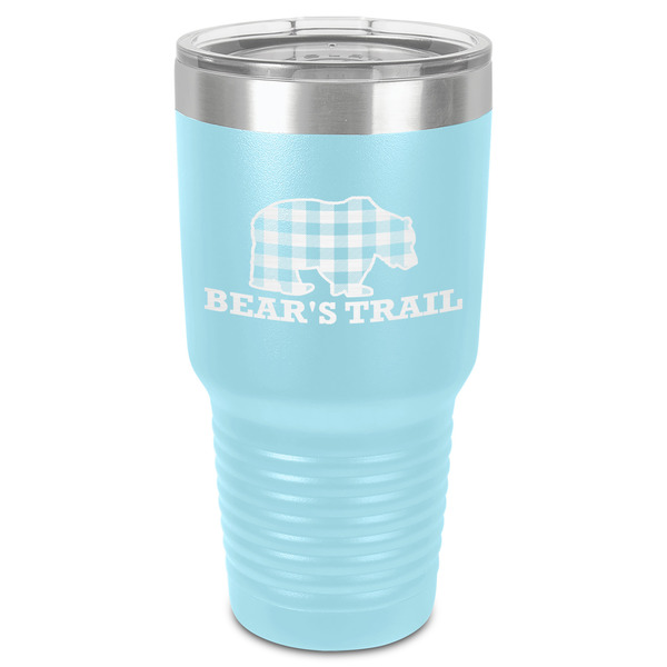 Custom Lumberjack Plaid 30 oz Stainless Steel Tumbler - Teal - Single-Sided (Personalized)