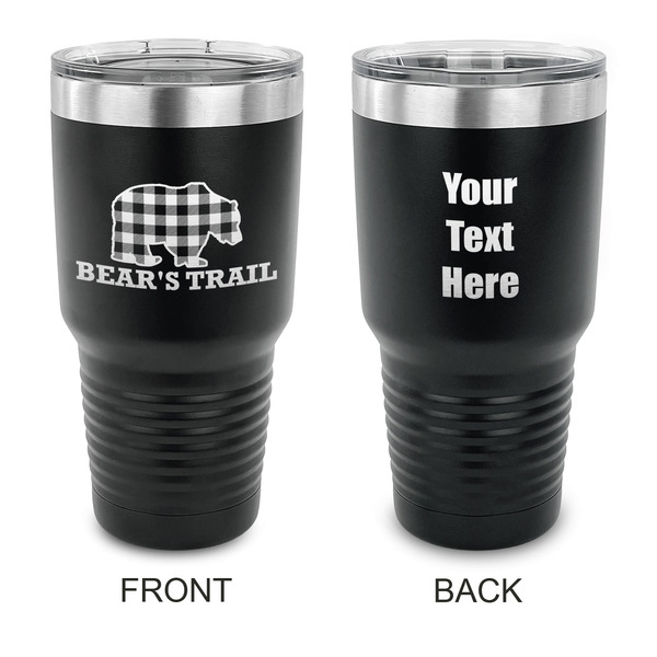 Custom Lumberjack Plaid 30 oz Stainless Steel Tumbler - Black - Double Sided (Personalized)