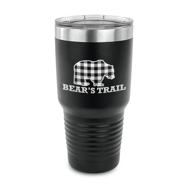 Lumberjack Plaid 30 oz Stainless Steel Ringneck Tumblers - Black - FRONT
