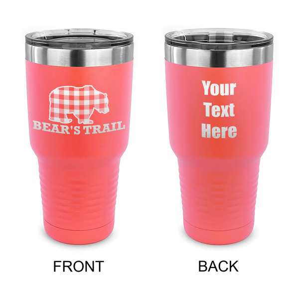 Custom Lumberjack Plaid 30 oz Stainless Steel Tumbler - Coral - Double Sided (Personalized)
