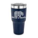 Lumberjack Plaid 30 oz Stainless Steel Tumbler - Navy - Single Sided (Personalized)