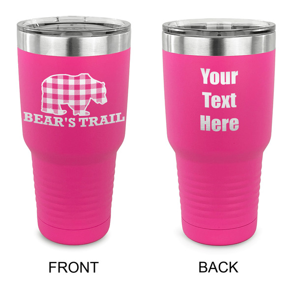 Custom Lumberjack Plaid 30 oz Stainless Steel Tumbler - Pink - Double Sided (Personalized)
