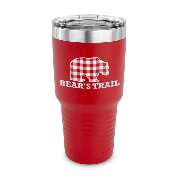 Custom Lumberjack Plaid 30 oz Stainless Steel Tumbler - Red - Single Sided (Personalized)