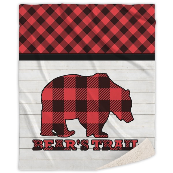 Custom Lumberjack Plaid Sherpa Throw Blanket - 60"x80" (Personalized)