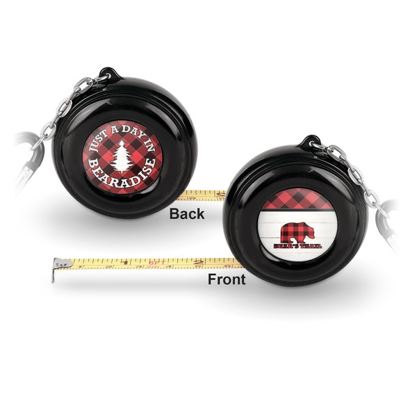 Lumberjack Plaid 6-Ft Pocket Tape Measure with Carabiner Hook - Front and Back