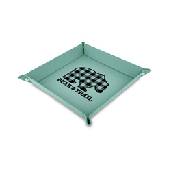 Lumberjack Plaid Faux Leather Dice Tray - 6" x 6" - Teal (Personalized)