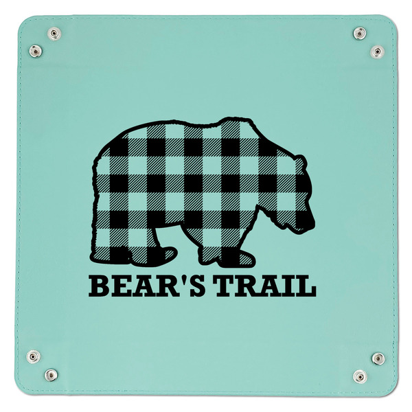 Lumberjack Plaid 9" x 9" Teal Leatherette Snap Up Tray - APPROVAL