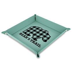 Lumberjack Plaid 9" x 9" Teal Faux Leather Valet Tray (Personalized)