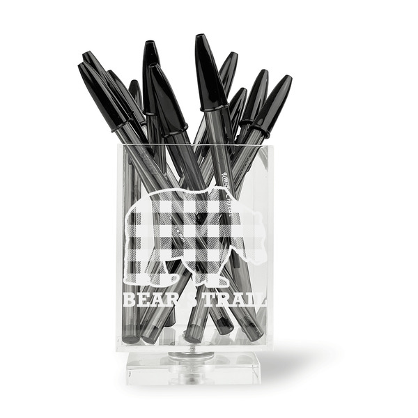 Lumberjack Plaid Acrylic Pencil Holder - FRONT