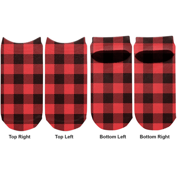Lumberjack Plaid Adult Ankle Socks - Double Pair - Front and Back - Apvl