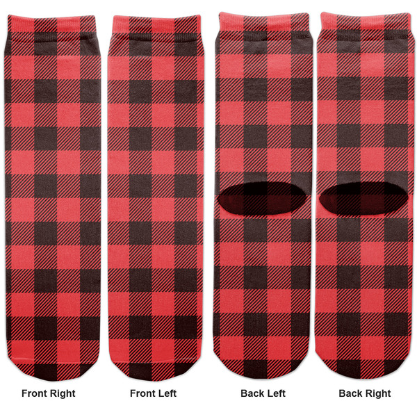Lumberjack Plaid Adult Crew Socks - Double Pair - Front and Back - Apvl