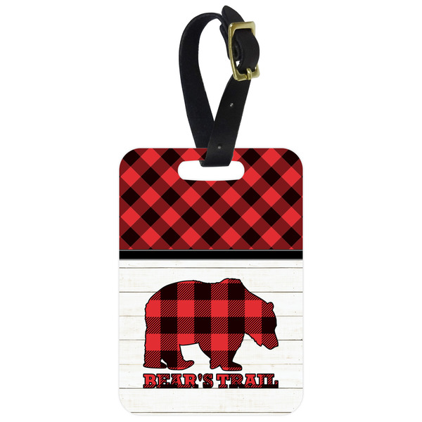 Custom Lumberjack Plaid Metal Luggage Tag w/ Name or Text