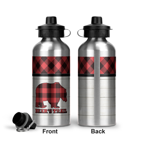 Lumberjack Plaid Aluminum Water Bottle - Front and Back