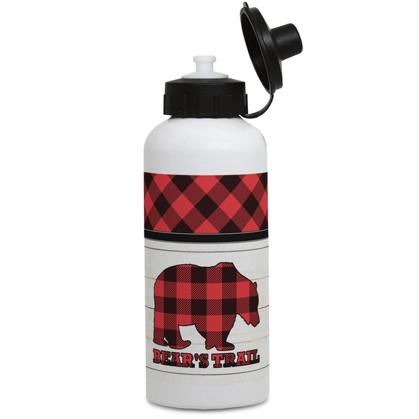 Custom Lumberjack Plaid Water Bottles - Aluminum - 20 oz - White (Personalized)