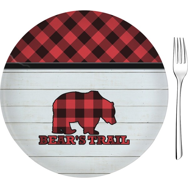 Custom Lumberjack Plaid 8" Glass Appetizer / Dessert Plates - Single or Set (Personalized)