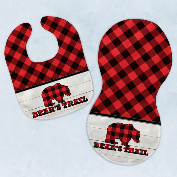 Custom Lumberjack Plaid Baby Bib & Burp Set w/ Name or Text