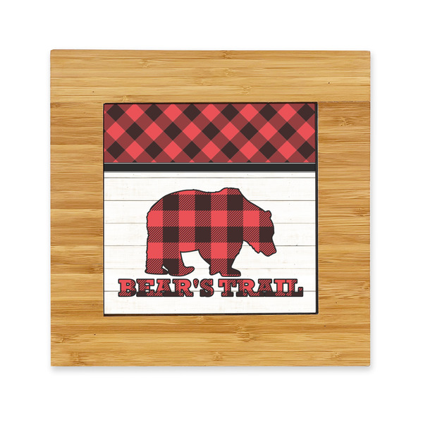 Custom Lumberjack Plaid Bamboo Trivet with Ceramic Tile Insert (Personalized)