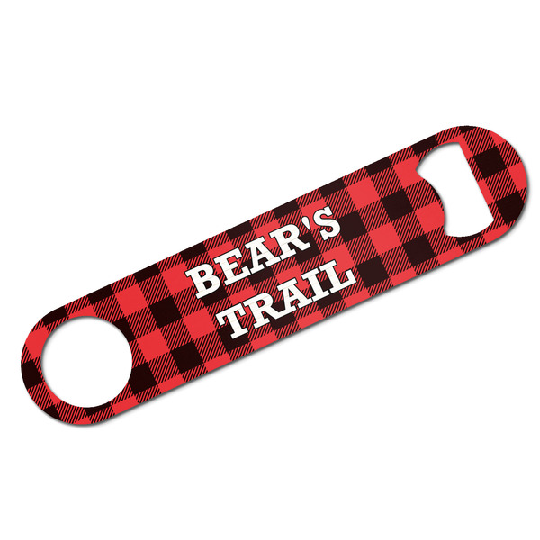 Custom Lumberjack Plaid Bar Bottle Opener w/ Name or Text