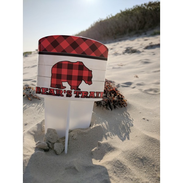 Lumberjack Plaid Beach Spiker white on beach with sand