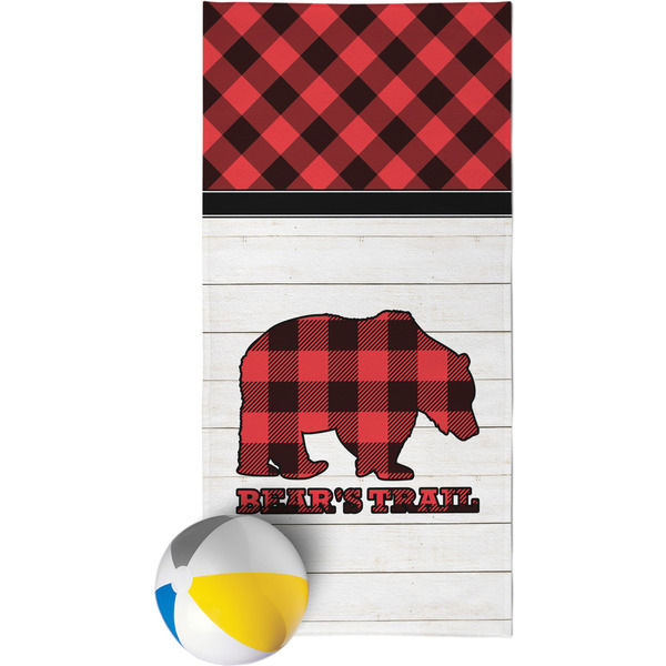Custom Lumberjack Plaid Beach Towel (Personalized)