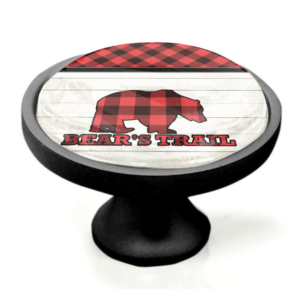Lumberjack Plaid Black Custom Cabinet Knob (Side)