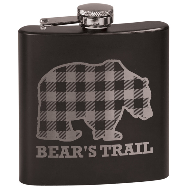 Custom Lumberjack Plaid Black Flask Set (Personalized)