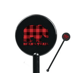 Lumberjack Plaid 5.5" Round Plastic Stir Sticks - Black - Single Sided (Personalized)