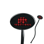 Lumberjack Plaid 7" Oval Plastic Stir Sticks - Black - Single Sided (Personalized)