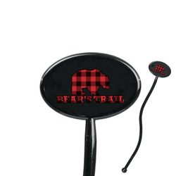 Lumberjack Plaid 7" Oval Plastic Stir Sticks - Black - Single Sided (Personalized)
