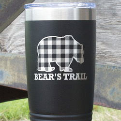Lumberjack Plaid 20 oz Stainless Steel Tumbler - Black - Double Sided (Personalized)
