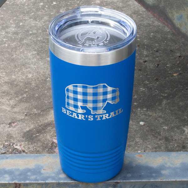 Lumberjack Plaid Blue Polar Camel Tumbler - 20oz - Angled