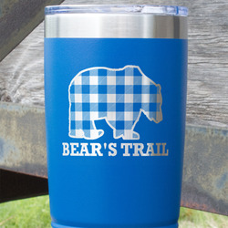 Lumberjack Plaid 20 oz Stainless Steel Tumbler - Royal Blue - Double Sided (Personalized)