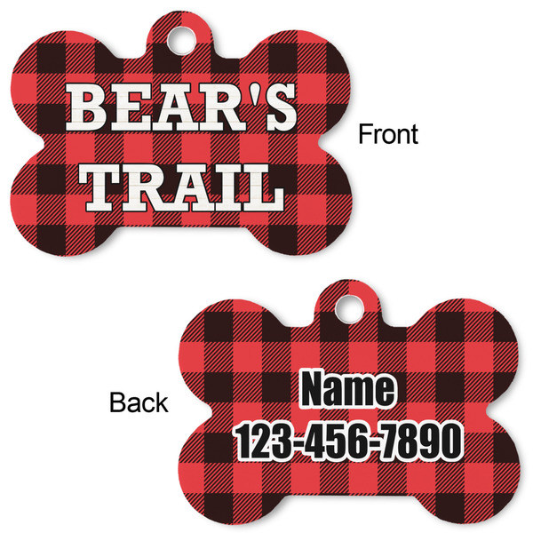 Lumberjack Plaid Bone Shaped Dog ID Tag - Large - Approval