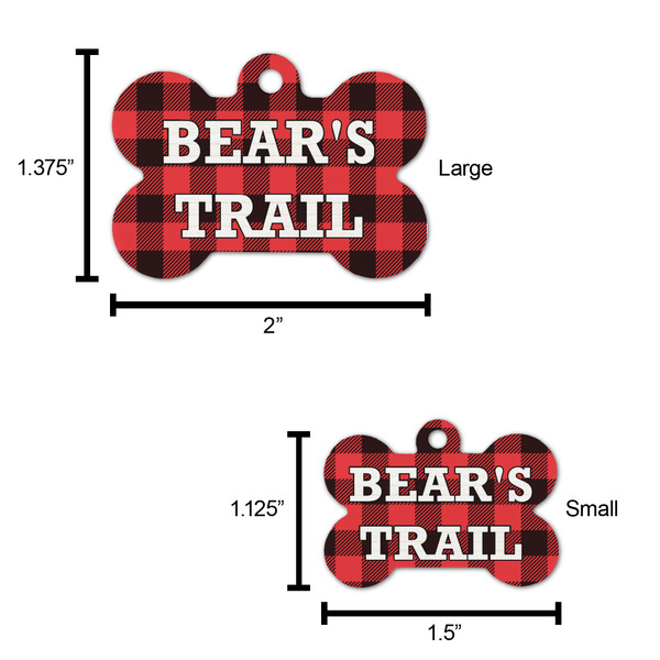 Lumberjack Plaid Bone Shaped Dog ID Tag - Large - Scale