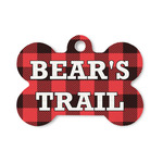 Lumberjack Plaid Bone Shaped Dog ID Tag - Small (Personalized)