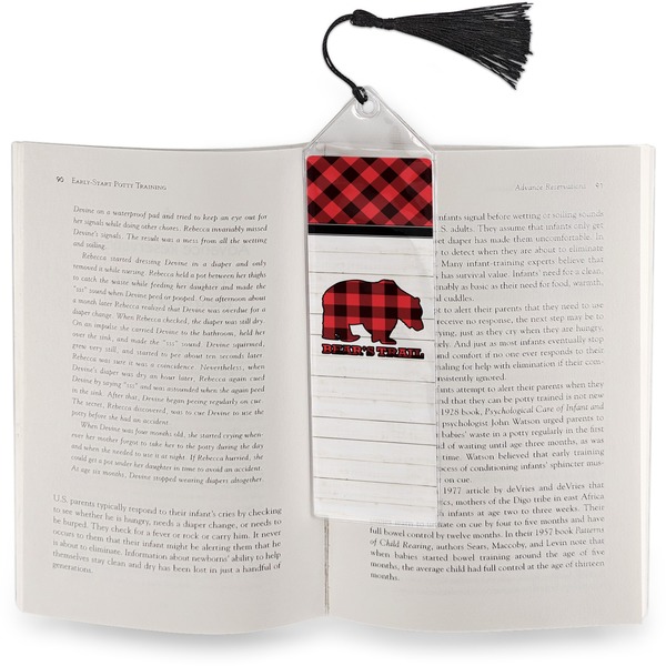 Lumberjack Plaid Bookmark with tassel - In book