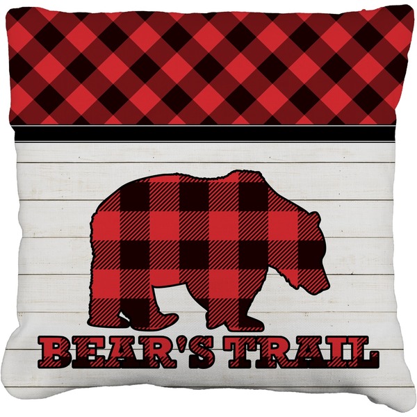 Custom Lumberjack Plaid Faux-Linen Throw Pillow 16" (Personalized)