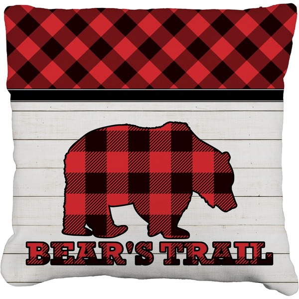 Custom Lumberjack Plaid Faux-Linen Throw Pillow 18" (Personalized)
